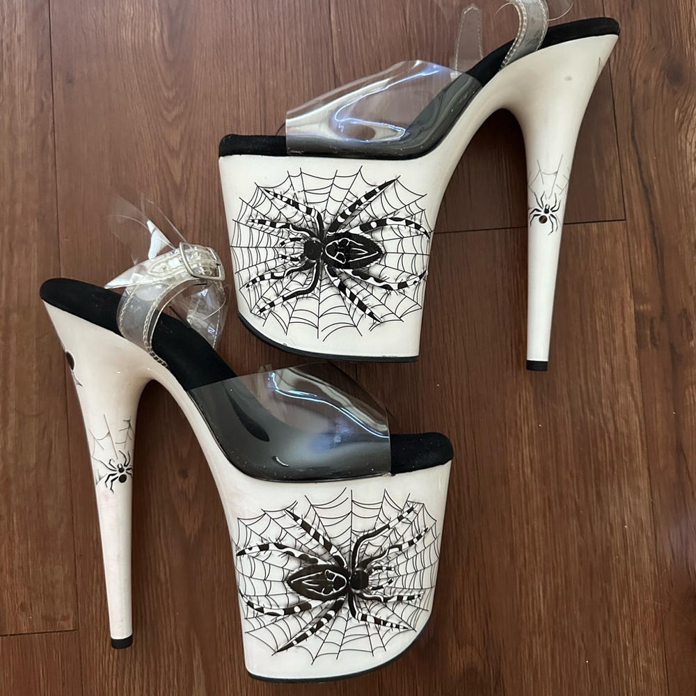 Pleaser 8” flamingo 808 UV reactive size 10 dance shoes. Medium wear.